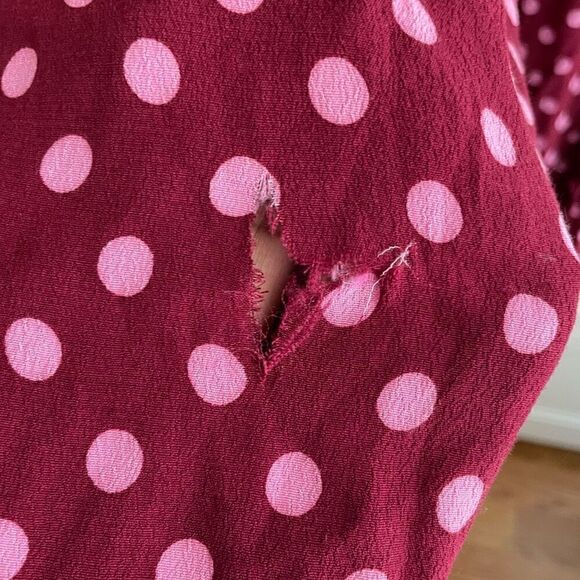 Kate Spade Womens Lia Jumpsuit 4 Burgundy Pink Polka Dot Wide Leg One Piece - Picture 10 of 11